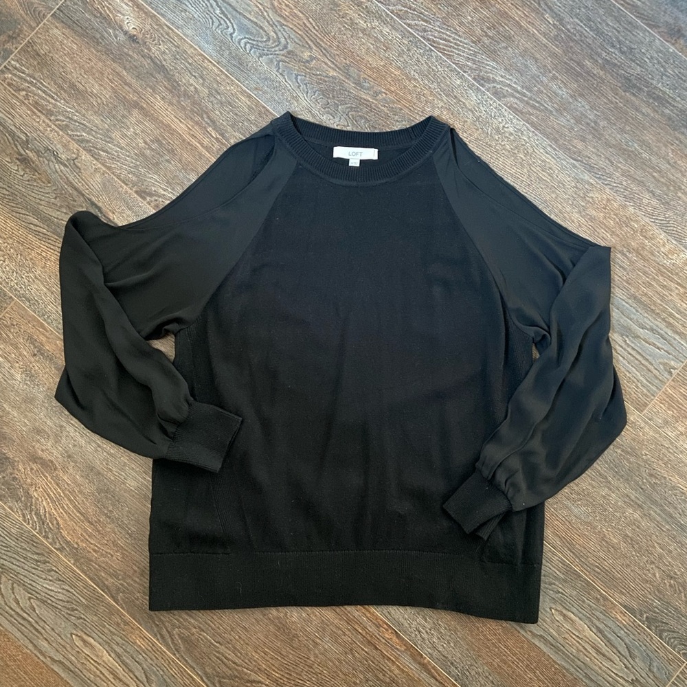 Loft black cold shoulder sweater